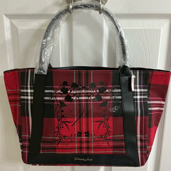 Victoria's Secret Handbags - Victoria's Secret Black and Red Checkered Tote NWT